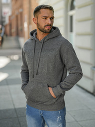 Vīriešu džemperis ar kapuci grafīta OZONEE JS/8B1773/5