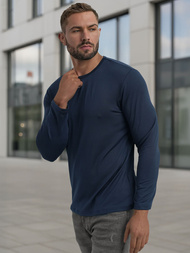 Vīriešu t-krekls ar garām piedurknēm tumši zils OZONEE JS/DB71/5