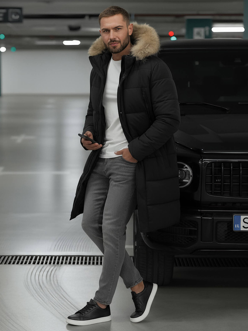 Vīriešu parka melna OZONEE JS/25M9803/392Z