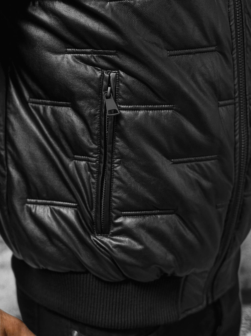 Vīriešu ādas virsjaka melna OZONEE O/11Z8099