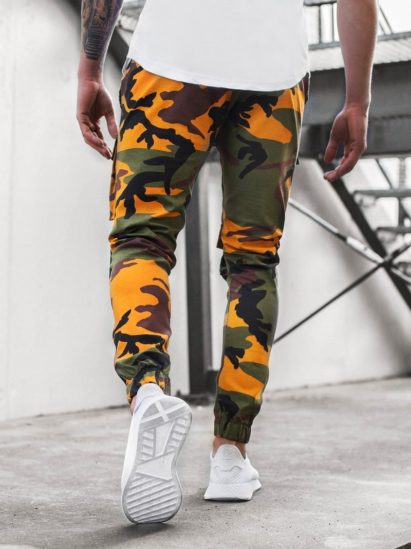 Vīriešu chino jogger bikses dzeltenas-haki OZONEE G/2787