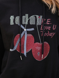 Sieviešu džemperis ar kapuci melns OZONEE JS/8B856/3