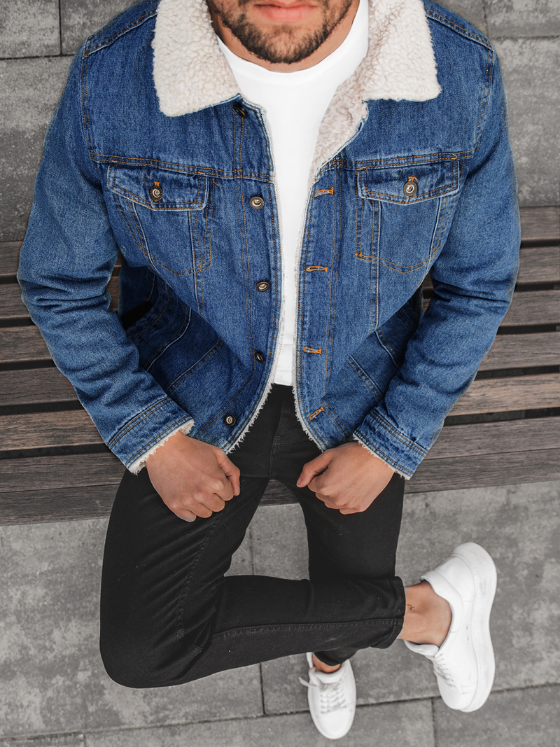 Vīriešu džinsu jaka debesu zila OZONEE JB/JP1156Z