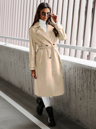 Sieviešu ādas mētelis smilšu OZONEE JS/11Z8100