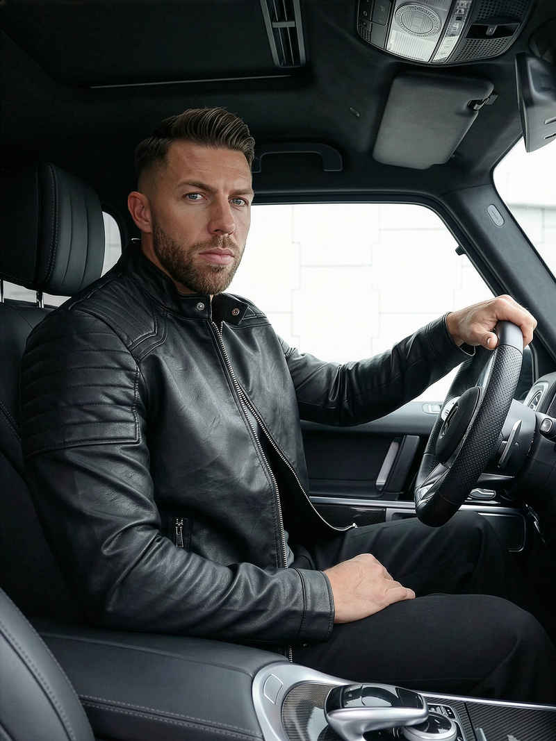 Vīriešu ādas virsjaka melna OZONEE JS/11Z8139