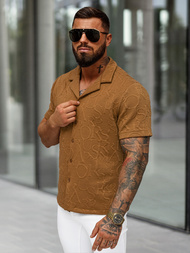 Vīriešu krekls ar īsām piedurknēm brūna OZONEE O/B2256