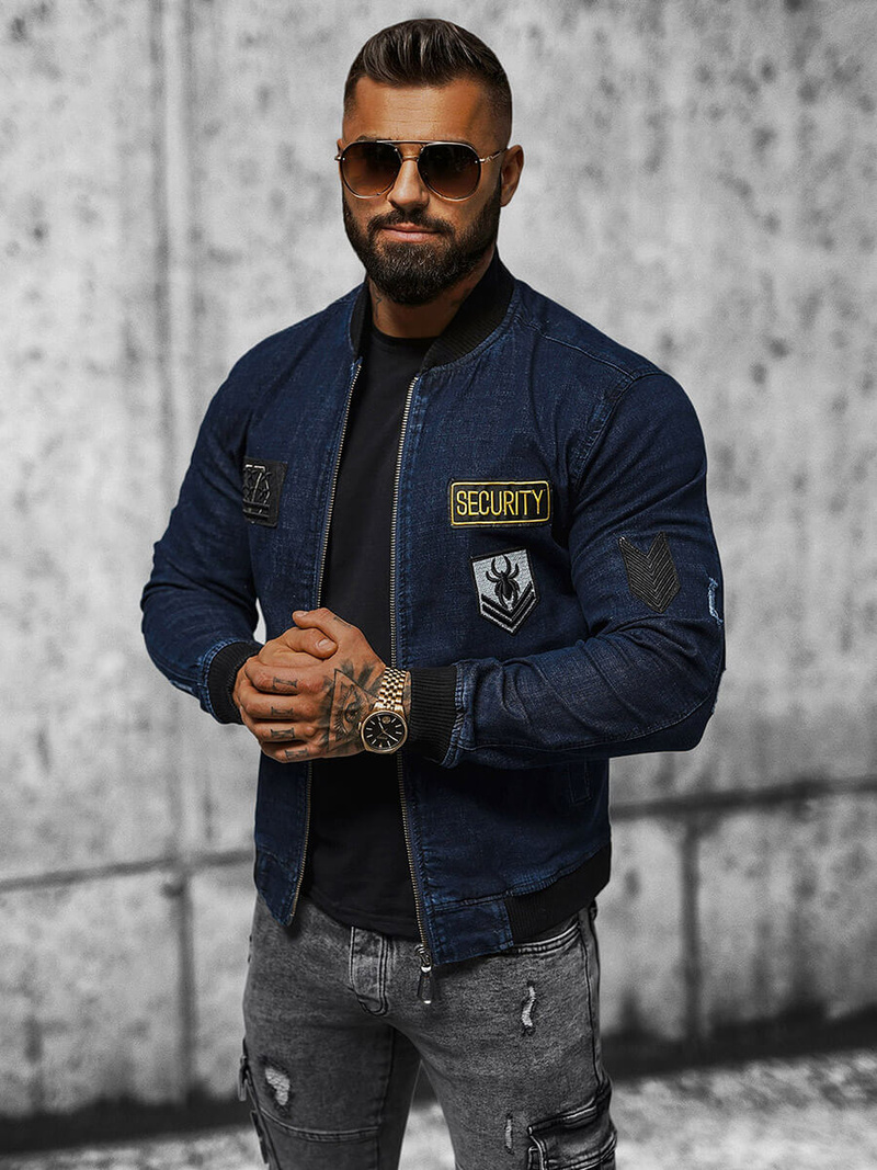 Vīriešu džinsu jaka tumši zila OZONEE NB/MJ509BZ