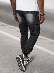Vīriešu džinsi jogger melni OZONEE NB/MP0108N