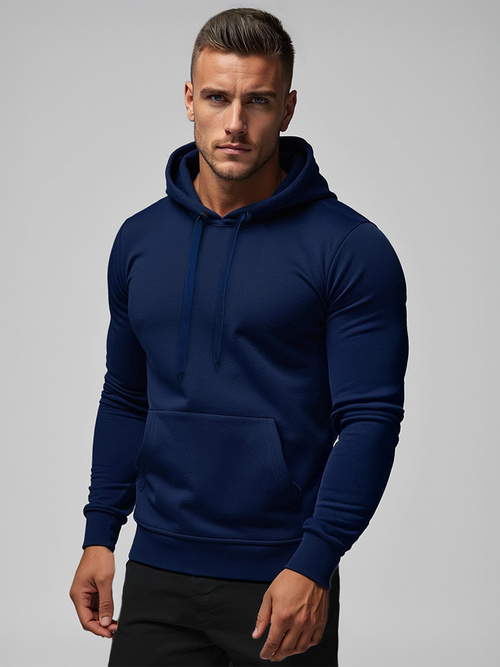 Vīriešu džemperis ar kapuci tumši zils OZONEE JS/2009Z