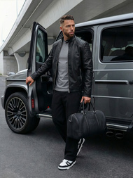 Vīriešu ādas virsjaka melna OZONEE JS/11Z8139