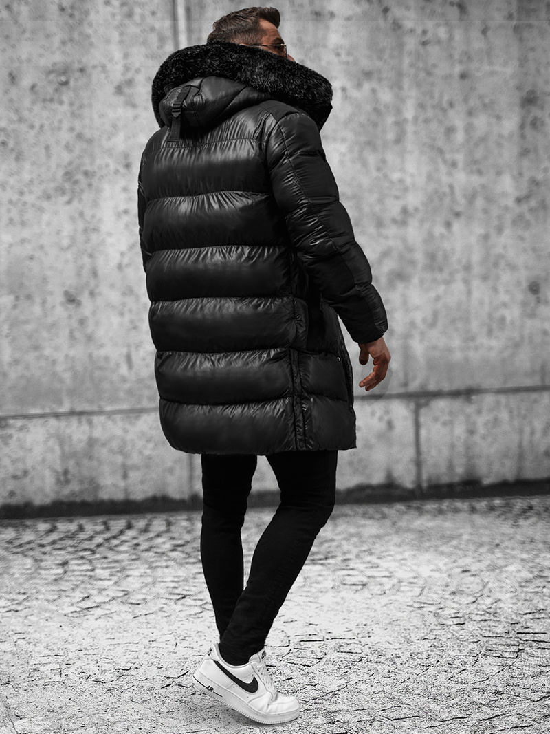 Vīriešu ziemas virsjaka melna OZONEE O/M800Z