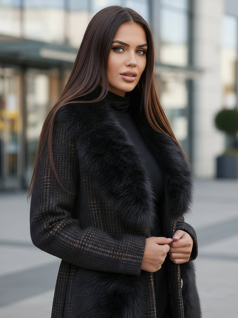 Sieviešu mētelis melns OZONEE JS/53M5200/1Z