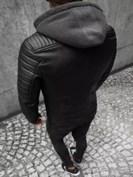 Vīriešu ādas virsjaka melna OZONEE JS/11Z8005