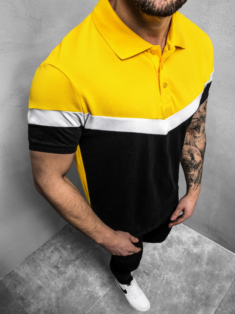 Vīriešu polo krekls dzeltens-melns OZONEE O/1501Z