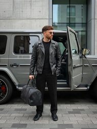 Vīriešu ādas virsjaka melna OZONEE JS/11Z8069