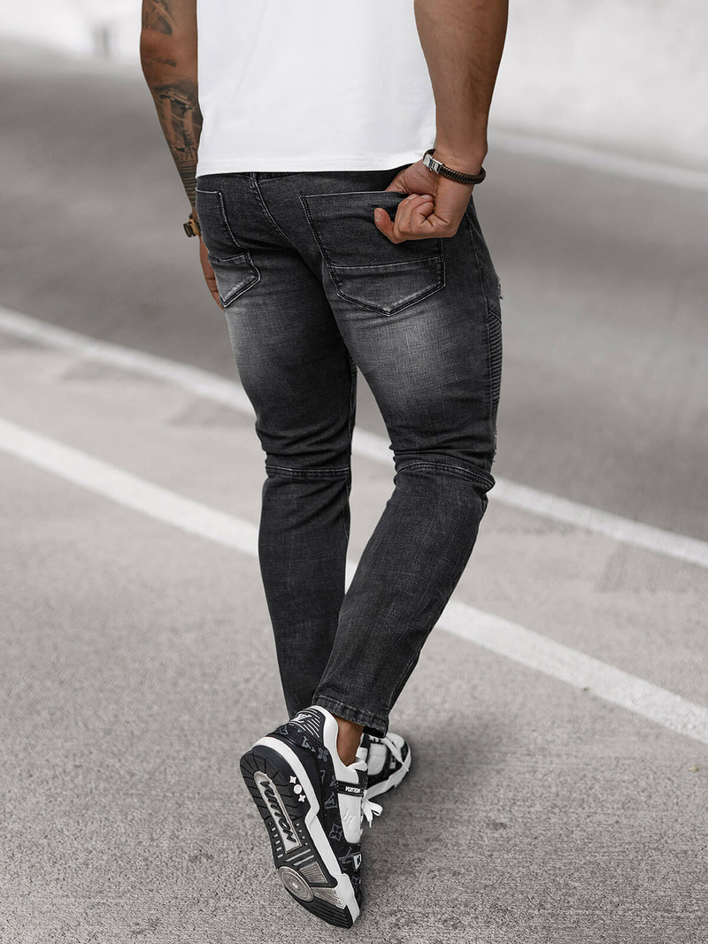 Vīriešu džinsi melni OZONEE NB/MP0142N