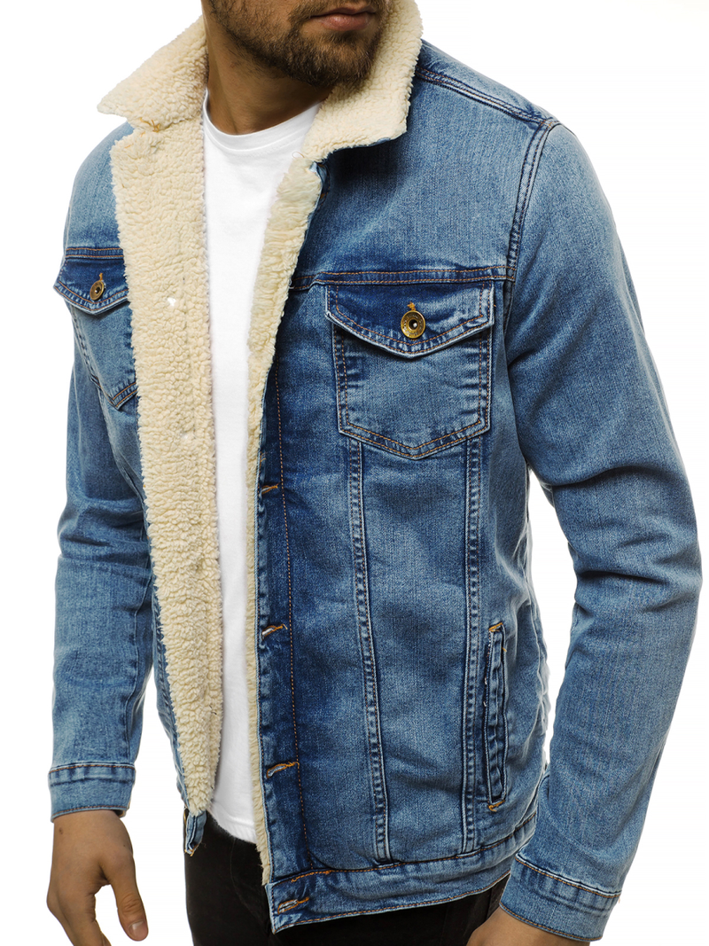 Vīriešu džinsa virsjaka gaiši-debesu zila OZONEE BN/5941