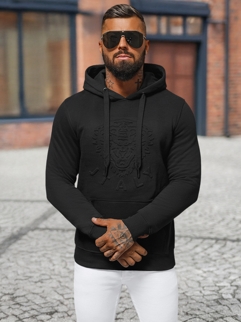 Vīriešu džemperis ar kapuci melns OZONEE NB/MF2012