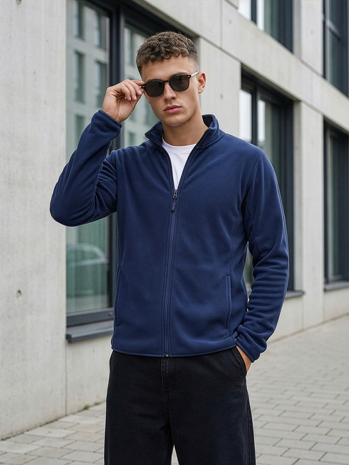 Vīriešu džemperis rāvējslēdzēju tumši zils OZONEE JS/HH016/25