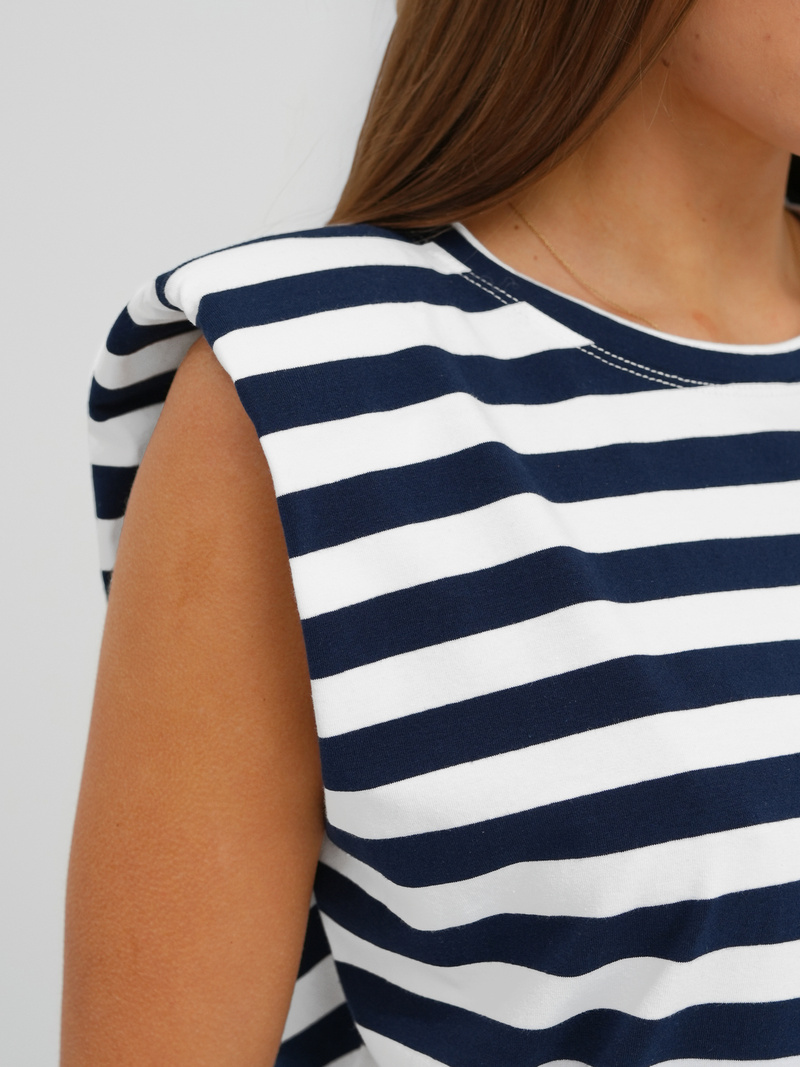 Sieviešu t-krekls balti-tumši zila OZONEE JS/R61670