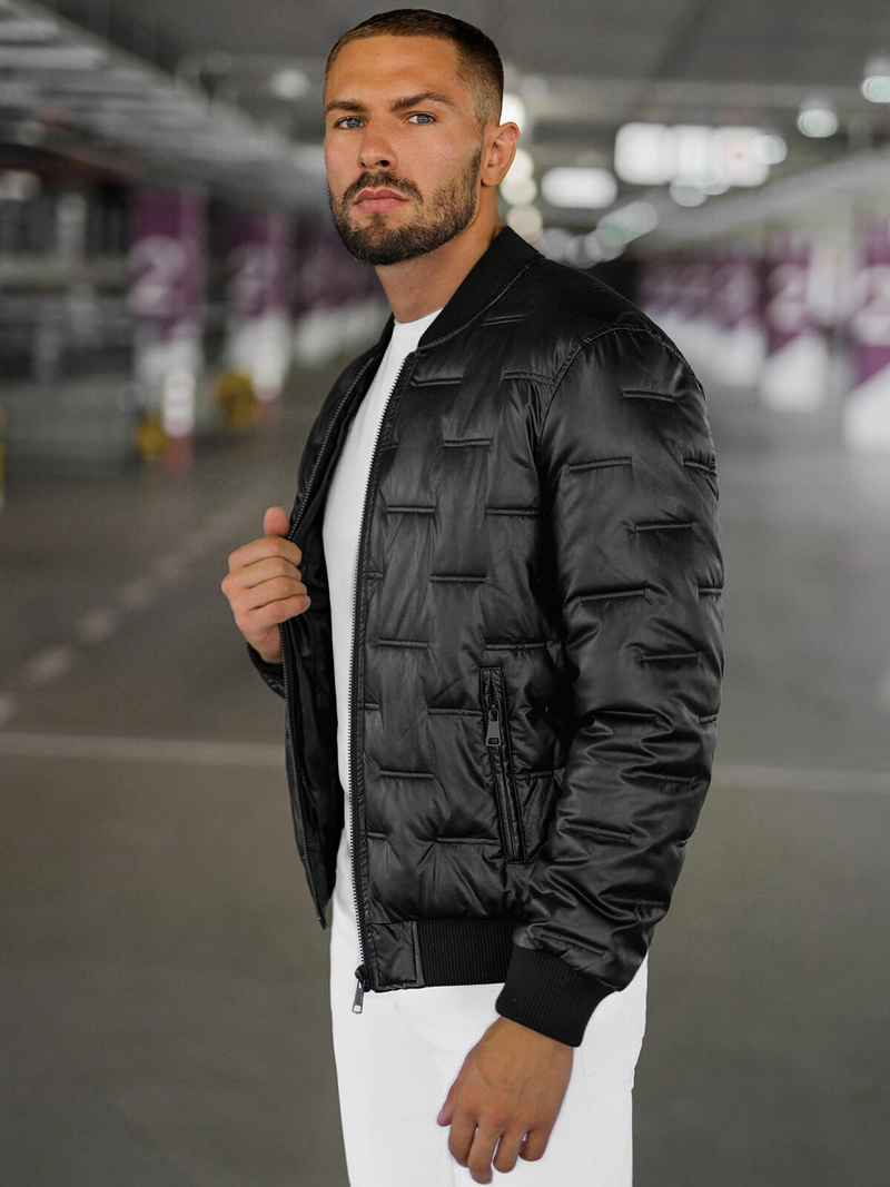 Vīriešu ādas virsjaka melna OZONEE O/11Z8099Z