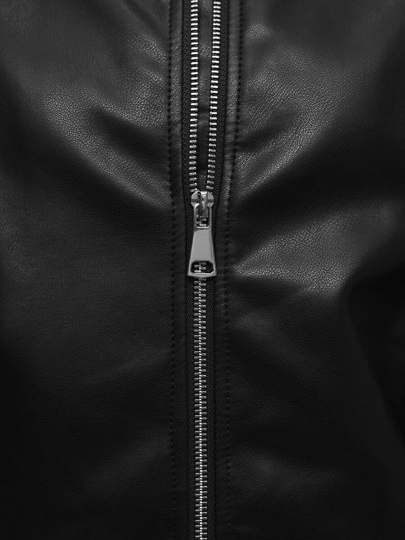 Sieviešu ādas jaka melna OZONEE O/G116Z