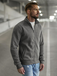 Vīriešu džemperis ar rāvējslēdzēju tumši pelēks OZONEE JS/2002Z