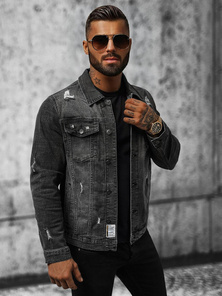 Vīriešu džinsu jaka melna OZONEE NB/MJ515N