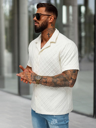 Vīriešu krekls ar īsām piedurknēm ecru OZONEE O/B2257