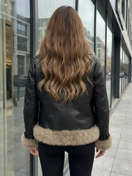 Sieviešu ādas jaka melna OZONEE JS/61M8517/392Z