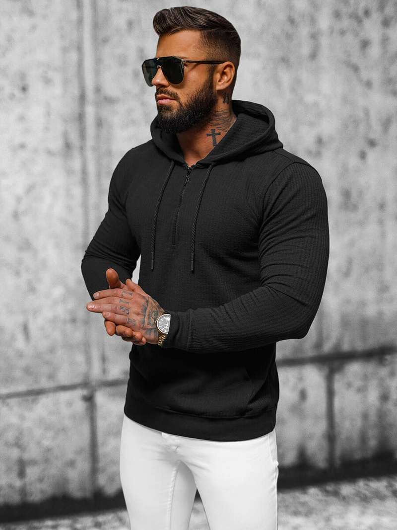 Vīriešu džemperis ar kapuci melna OZONEE O/TB2273