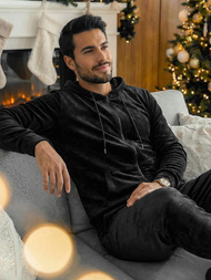 Vīriešu velūra treniņtērpa melns OZONEE JS/8C1169/3Z