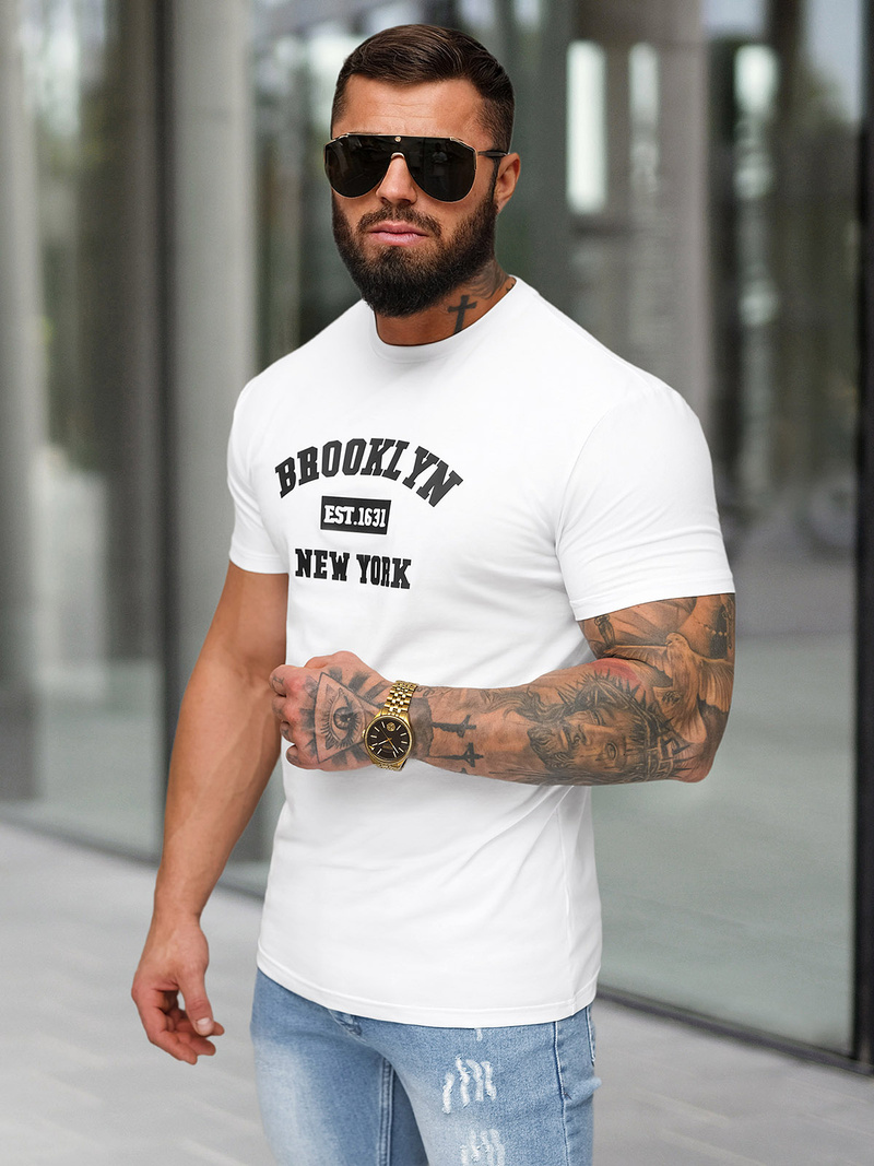 Vīriešu t-krekls balts OZONEE NB/MT3134