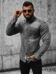 Vīriešu džinsu krekls pelēka OZONEE NB/MC713G