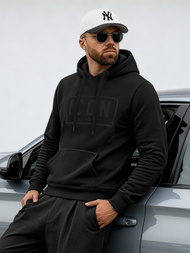 Vīriešu džemperis ar kapuci melna OZONEE JS/8B1975/3