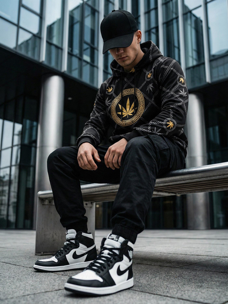 Vīriešu džemperis ar kapuci melns OZONEE O/B267Z