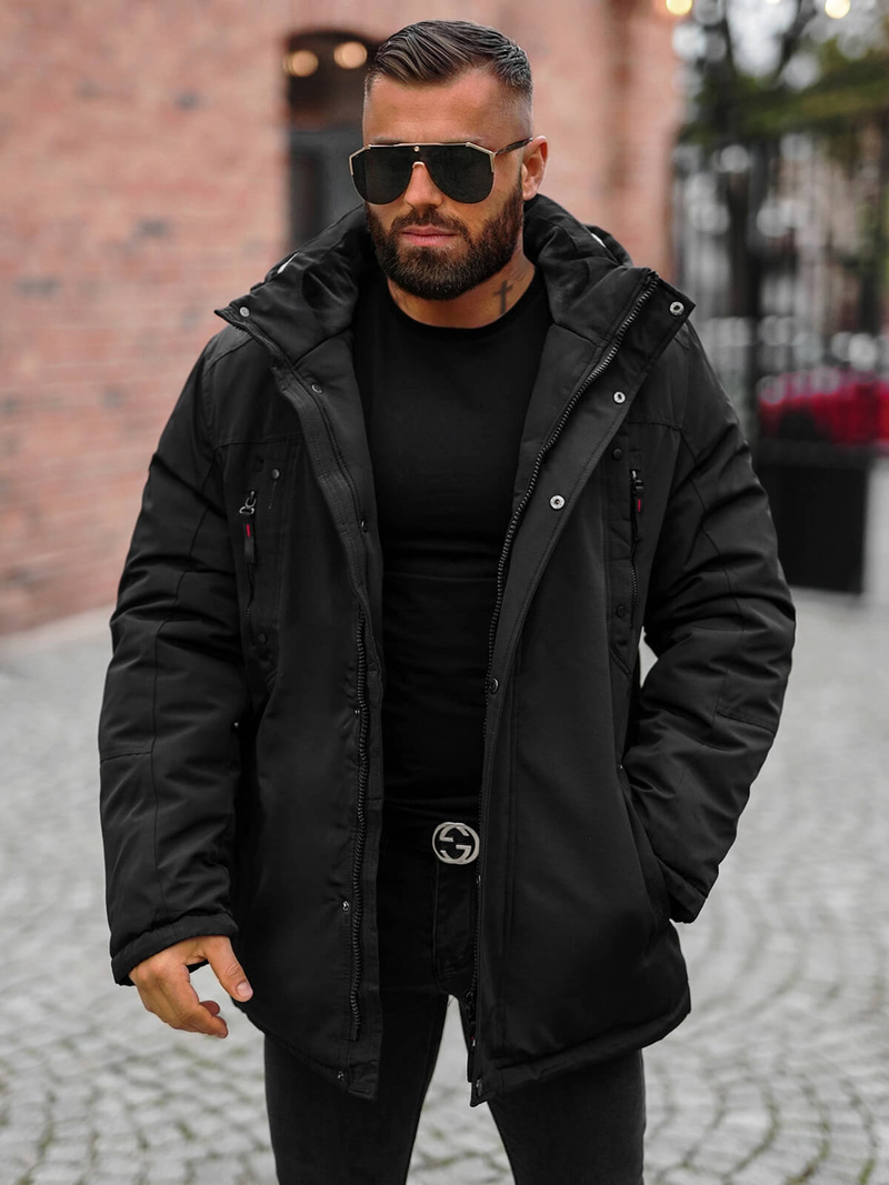 Vīriešu ziemas jaka melna OZONEE JS/5M3223/392