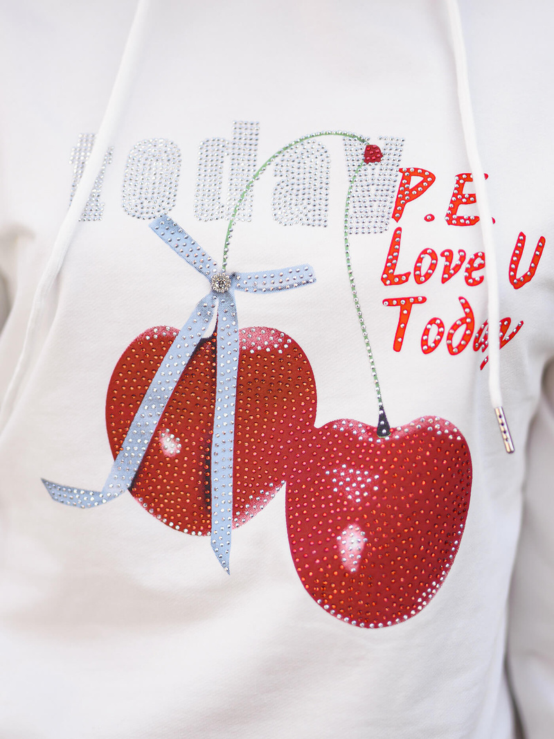 Sieviešu džemperis ar kapuci balts OZONEE JS/8B856/1