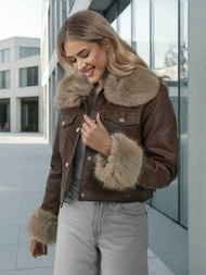 Sieviešu ādas jaka šokolāde OZONEE JS/61M8513/158