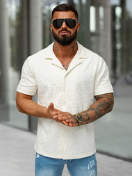 Vīriešu krekls ar īsām piedurknēm ecru OZONEE O/B2258