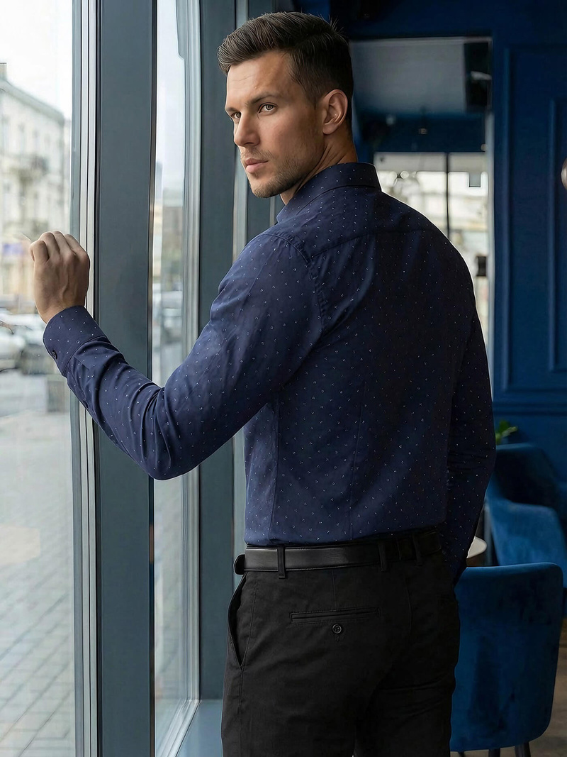 Vīriešu krekls tumši zila OZONEE V/V181Z