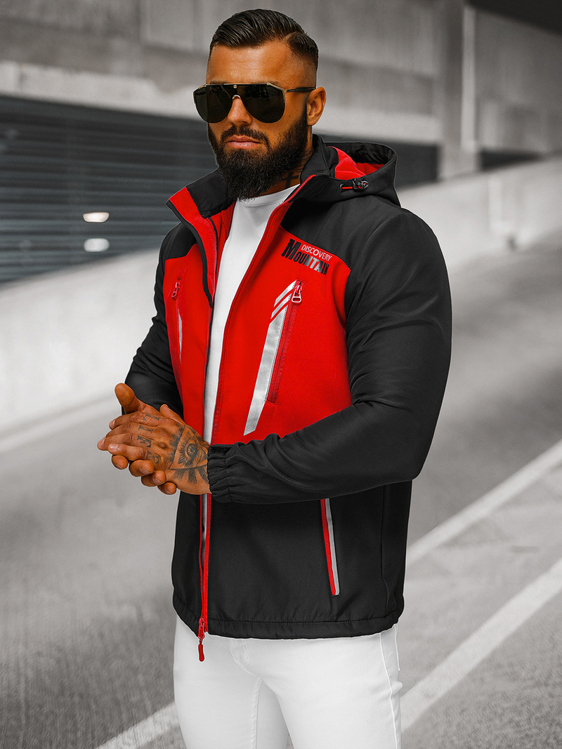 Vīriešu softshell virsjaka melni-sarkana OZONEE JS/HH022/1C