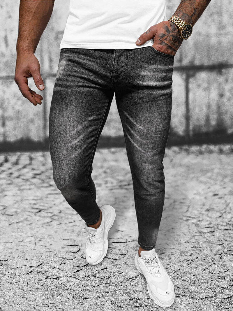 Vīriešu džinsi melni OZONEE NB/MP0199N