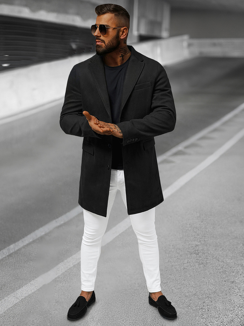 Vīriešu mētelis melns OZONEE JB/1047Z