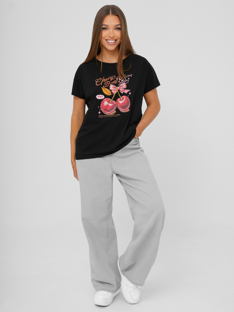 Sieviešu T-krekls Melns OZONEE JS/95T2568/3