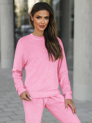 Sieviešu velūra treniņtērpa komplekts pulveris sārts OZONEE O/8C1173/38