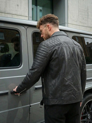 Vīriešu ādas virsjaka melna OZONEE JS/11Z8069