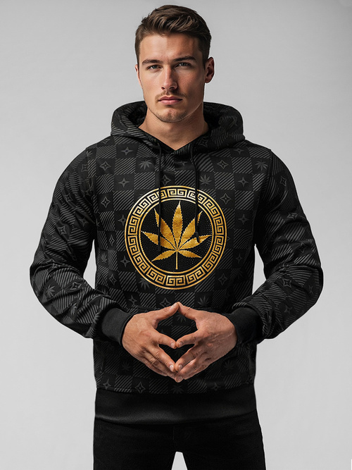 Vīriešu džemperis ar kapuci melns OZONEE O/B265Z