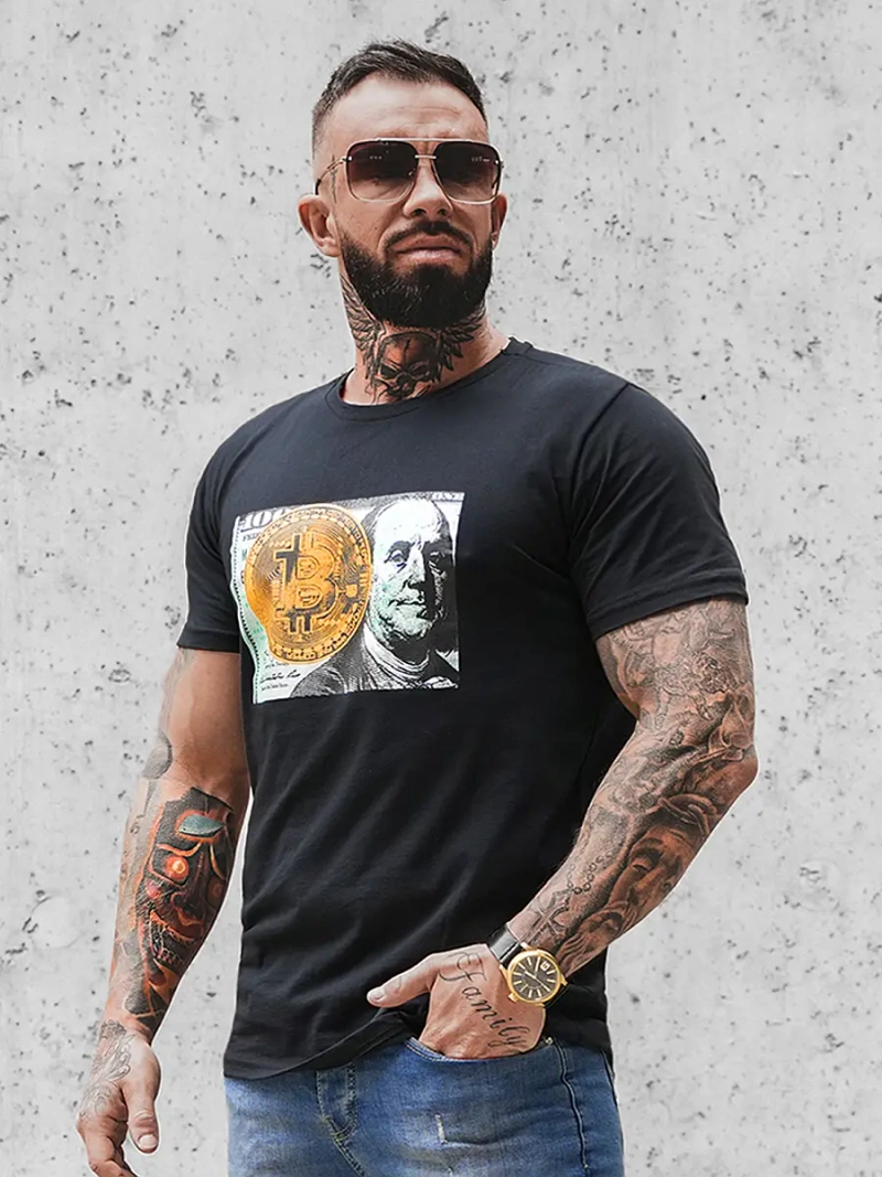 Vīriešu t-krekls melns OZONEE O/BL2260Z