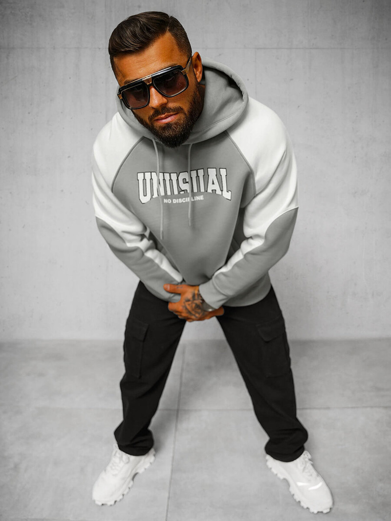 Džemperis ar kapuci pelēka OZONEE O/SWE23027Z